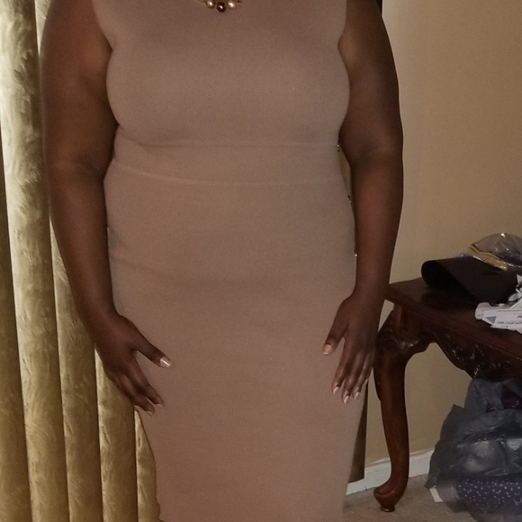 New York & Company Tan Sleeveless Dress w/Side Button Detail XL - Picture 16 of 16